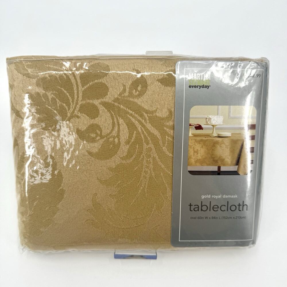 Martha Stewart Everyday Gold Royal Damask Oblong Table Cloth 60 x 84 in MFD:2007
